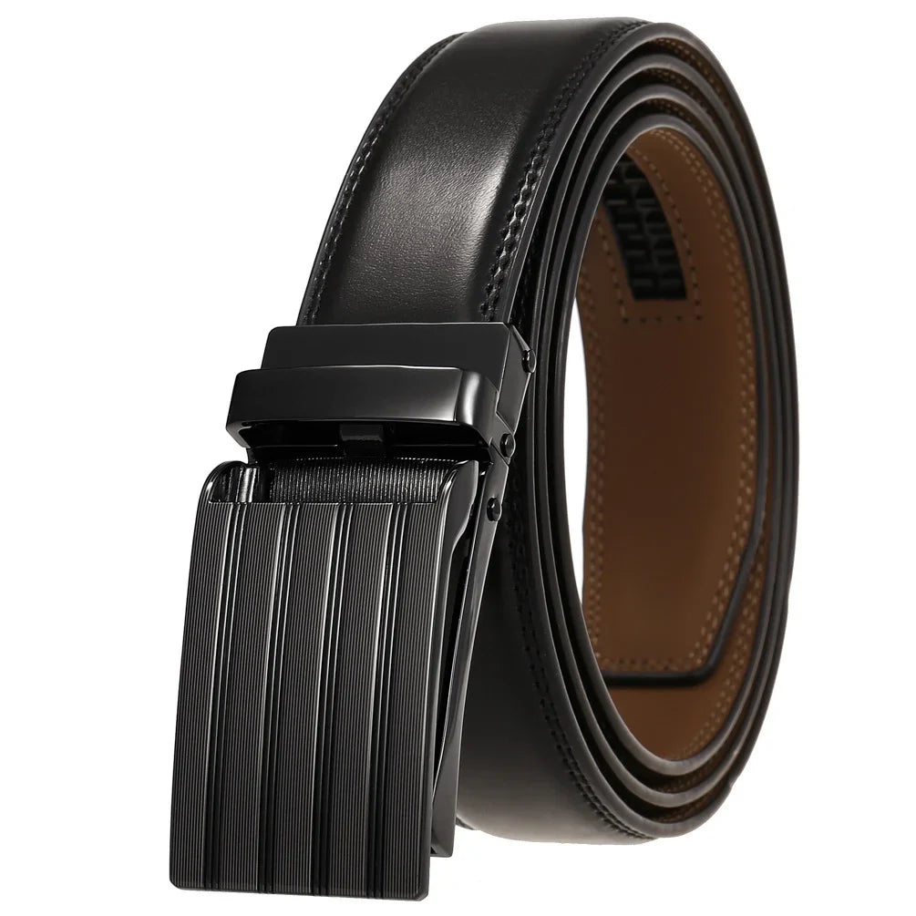 HKM-806355 Genuine Cowhide Leather Belt for Men with Automatic Zinc Alloy Buckle