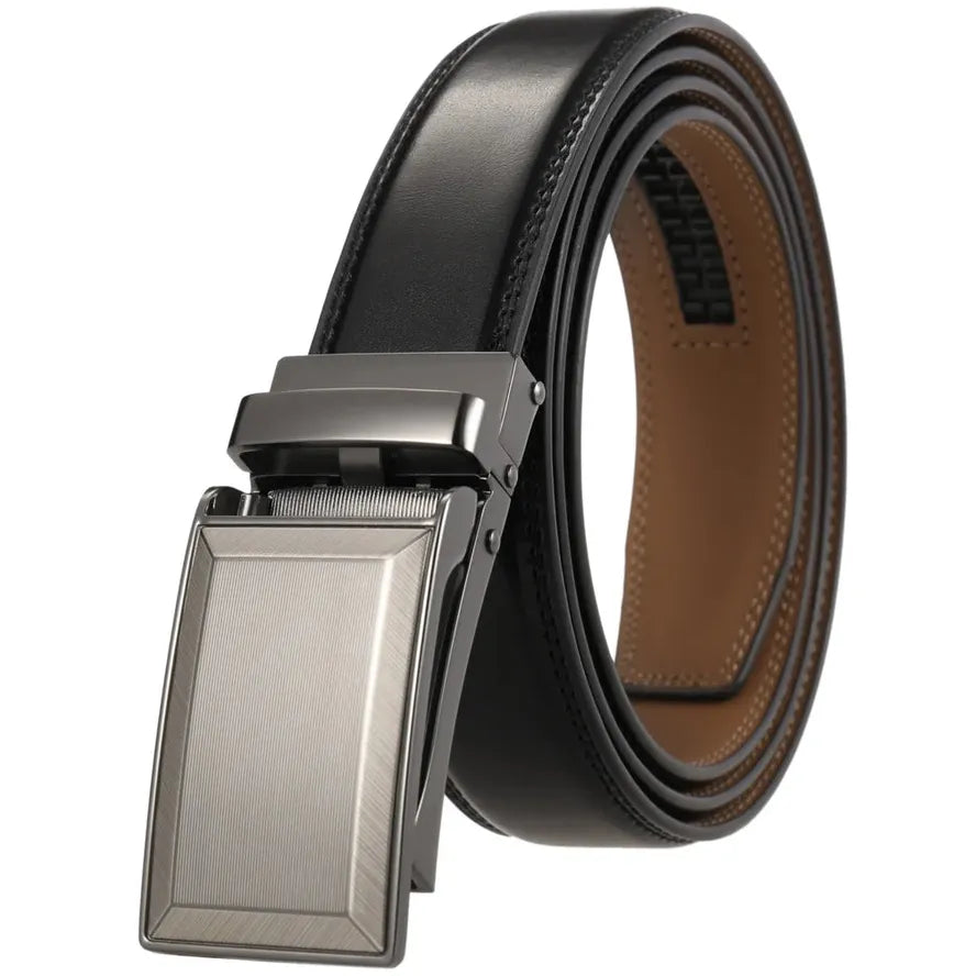 HKM-806355 Genuine Cowhide Leather Belt for Men with Automatic Zinc Alloy Buckle