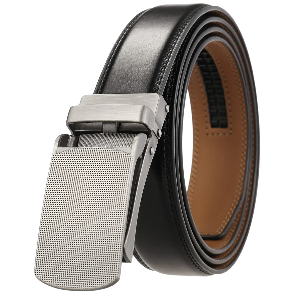 HKM-806355 Genuine Cowhide Leather Belt for Men with Automatic Zinc Alloy Buckle