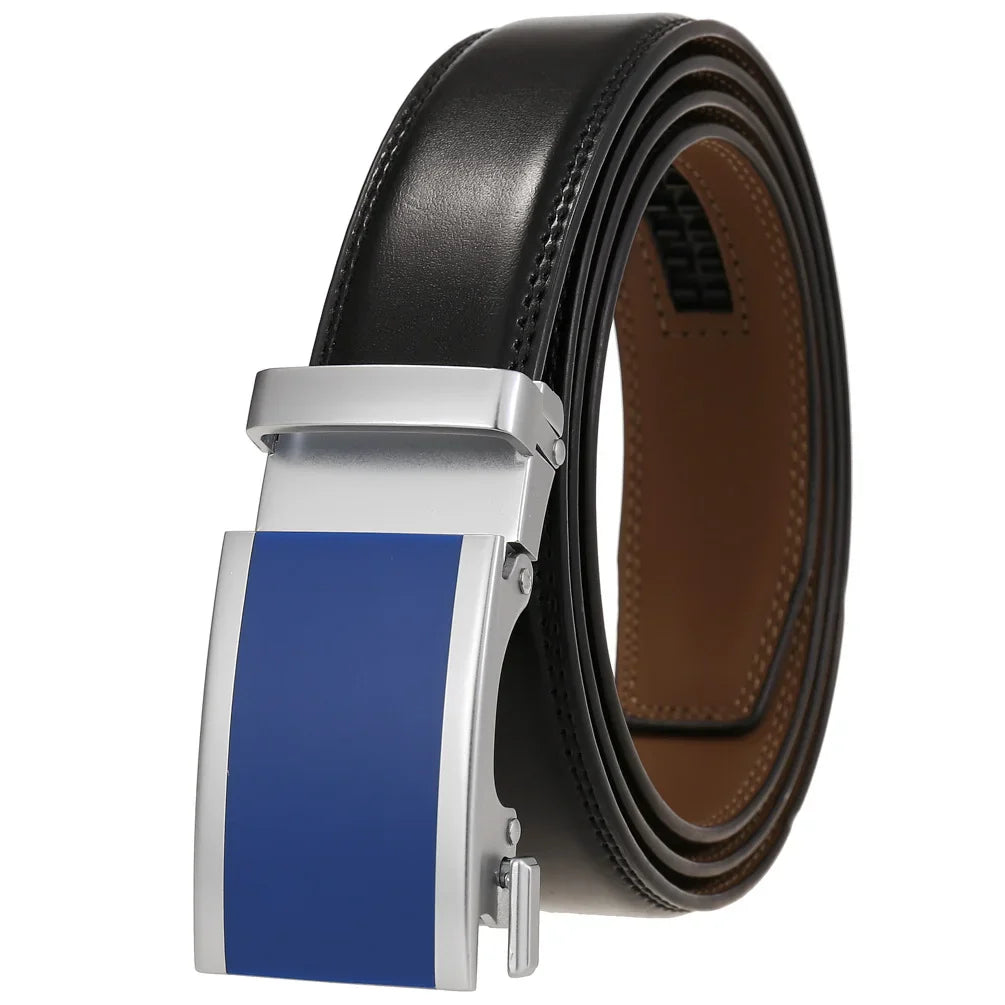 HKM-806355 Genuine Cowhide Leather Belt for Men with Automatic Zinc Alloy Buckle
