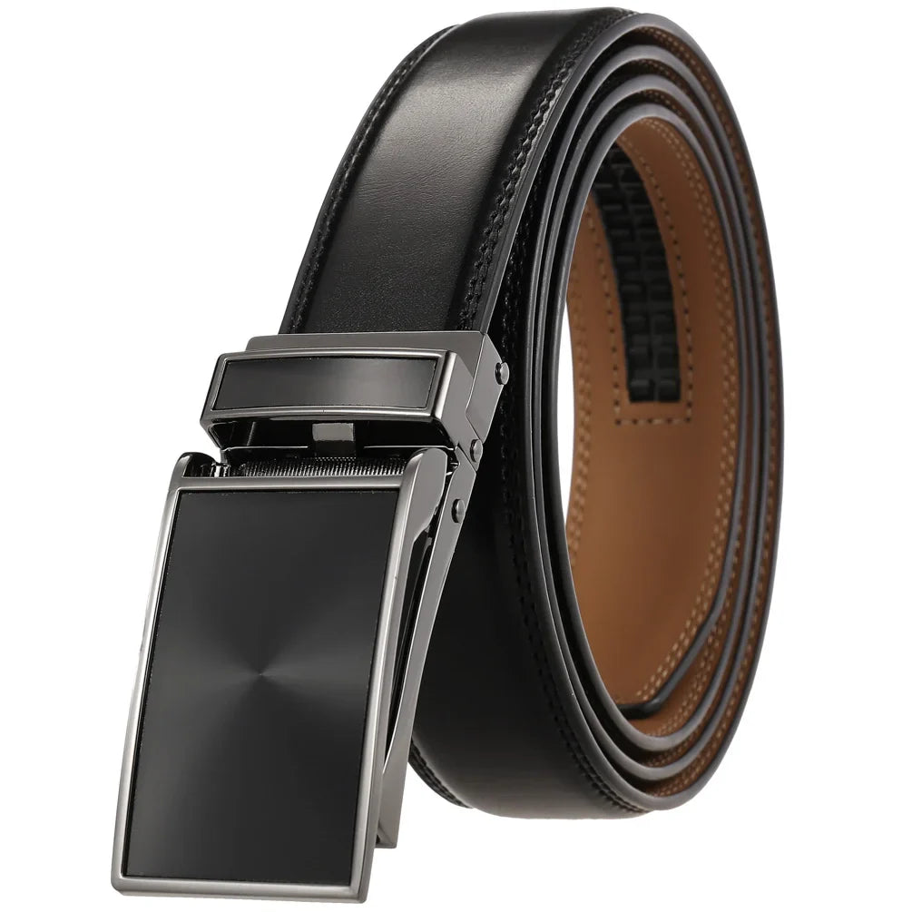 HKM-806355 Genuine Cowhide Leather Belt for Men with Automatic Zinc Alloy Buckle