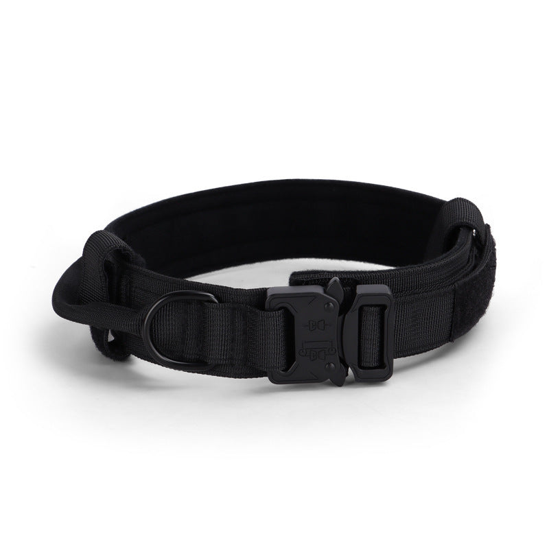HKM-411667 Adjustable Tactical Dog Collar with Traction Rope for Medium to Large Breeds