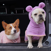 HKM-291475 Super Absorbent Microfiber Dog Bathrobe Towel - Quick Drying, Adjustable, Cozy & Stylish Design for Pets