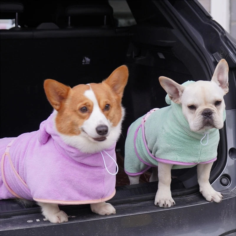 HKM-291475 Super Absorbent Microfiber Dog Bathrobe Towel - Quick Drying, Adjustable, Cozy & Stylish Design for Pets
