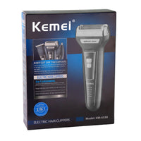 HKM-808851 Electric Shaver Set with Nose Hair Trimmer and Cleaning Accessories - Black, Rechargeable, Compact Design