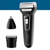 HKM-808851 Electric Shaver Set with Nose Hair Trimmer and Cleaning Accessories - Black, Rechargeable, Compact Design