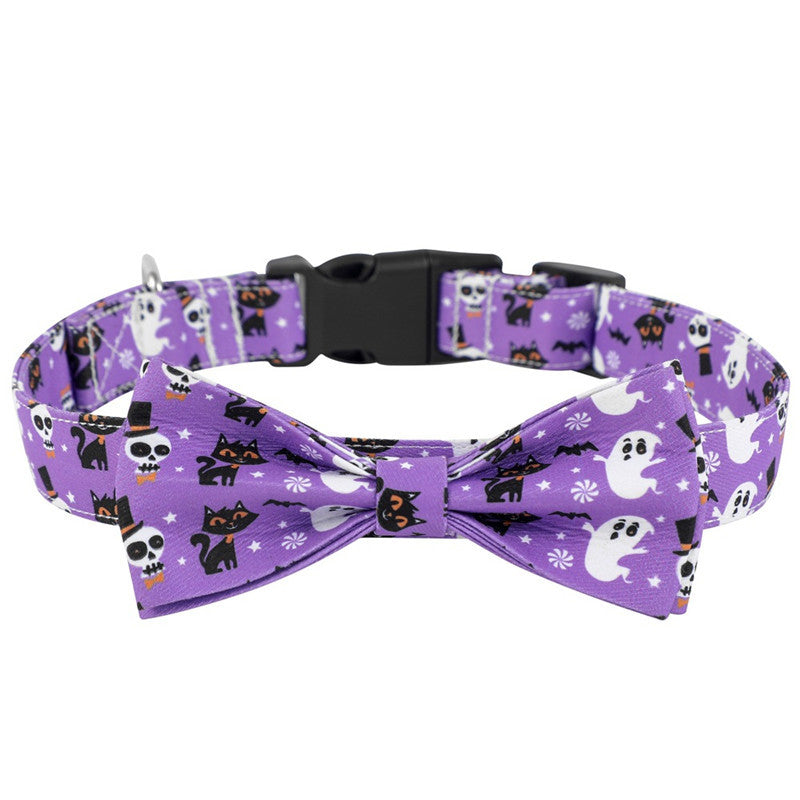 HKM-655699 Cartoon Pattern Dog Collars in Yellow, Purple, Black, and White - Available in Sizes S, M, and L