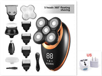 HKM-511635 USB Rechargeable 5-in-1 Electric Shaver with LCD Display and Waterproof Design