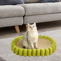 HKM-086739 Oval Cat Scratcher and Lounge Bed - Spacious Cardboard Kitty Scratching Pad for Indoor Cats