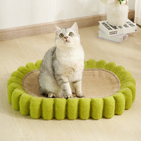 HKM-086739 Oval Cat Scratcher and Lounge Bed - Spacious Cardboard Kitty Scratching Pad for Indoor Cats