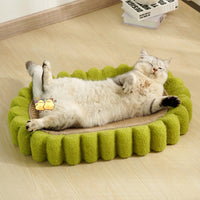HKM-086739 Oval Cat Scratcher and Lounge Bed - Spacious Cardboard Kitty Scratching Pad for Indoor Cats