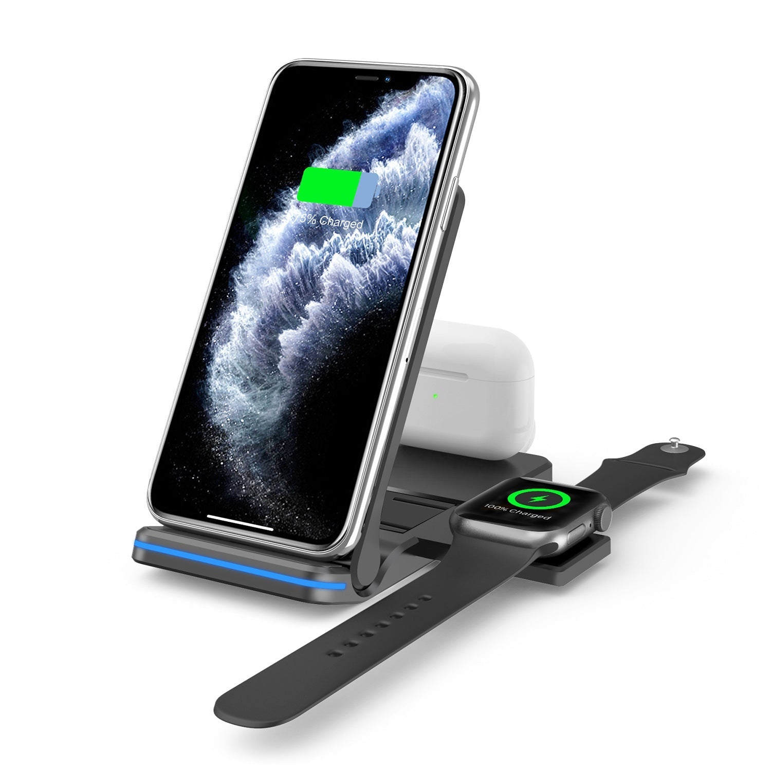 KTX-399251 Wireless Folding Charging Station for Mobile Phones and Headphones - 15W Output, Type-C Interface, Portable Design