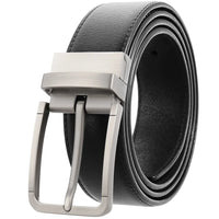 HKM-098963 Stylish Adjustable Genuine Leather Dress Belt with Buckle Pin Design for Men