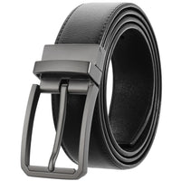 HKM-098963 Stylish Adjustable Genuine Leather Dress Belt with Buckle Pin Design for Men
