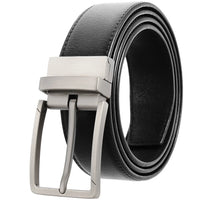 HKM-098963 Stylish Adjustable Genuine Leather Dress Belt with Buckle Pin Design for Men