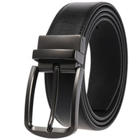 HKM-098963 Stylish Adjustable Genuine Leather Dress Belt with Buckle Pin Design for Men