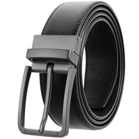 HKM-098963 Stylish Adjustable Genuine Leather Dress Belt with Buckle Pin Design for Men