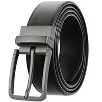 HKM-098963 Stylish Adjustable Genuine Leather Dress Belt with Buckle Pin Design for Men
