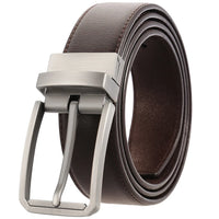 HKM-098963 Stylish Adjustable Genuine Leather Dress Belt with Buckle Pin Design for Men
