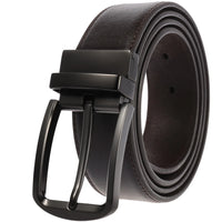 HKM-098963 Stylish Adjustable Genuine Leather Dress Belt with Buckle Pin Design for Men