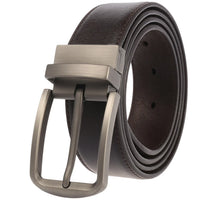 HKM-098963 Stylish Adjustable Genuine Leather Dress Belt with Buckle Pin Design for Men