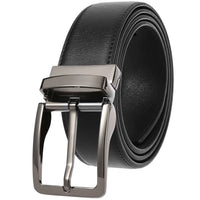 HKM-098963 Stylish Adjustable Genuine Leather Dress Belt with Buckle Pin Design for Men