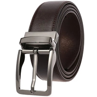 HKM-098963 Stylish Adjustable Genuine Leather Dress Belt with Buckle Pin Design for Men