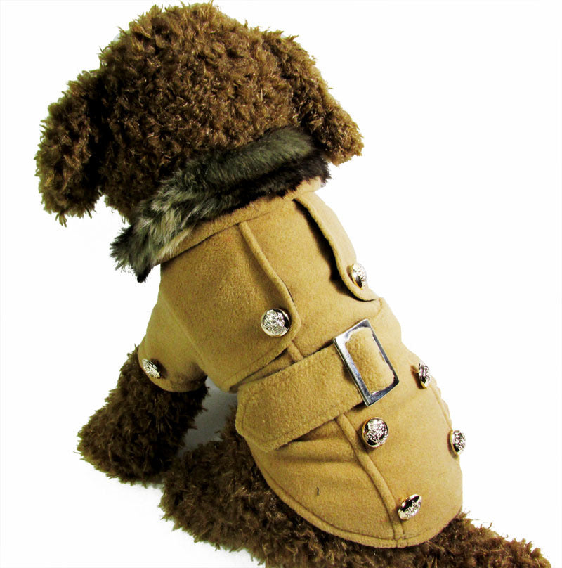 HKM-042835 Warm Cotton Dog Coat - Furry Jacket for Cats and Dogs in Grey, Black, Pink, Apricot, Yellow - Available in Small to XL