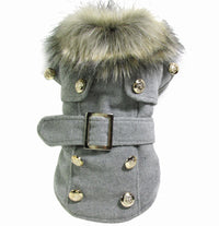 HKM-042835 Warm Cotton Dog Coat - Furry Jacket for Cats and Dogs in Grey, Black, Pink, Apricot, Yellow - Available in Small to XL