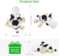 HKM-602323 Durable Cow Plush Dog Toy with Squeaker – Interactive Chew Toy for Small, Medium, and Large Dogs