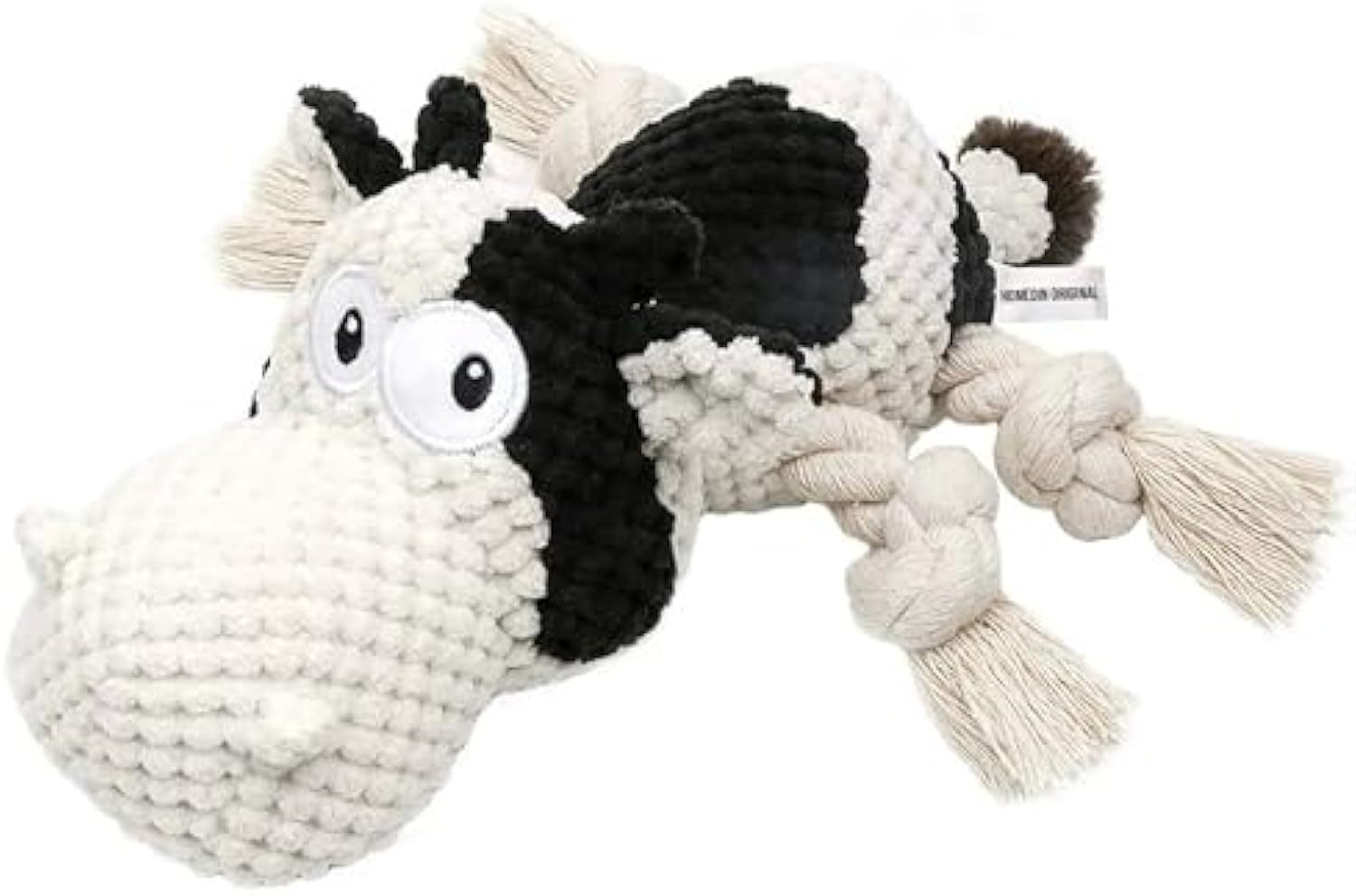 HKM-602323 Durable Cow Plush Dog Toy with Squeaker – Interactive Chew Toy for Small, Medium, and Large Dogs