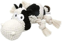 HKM-602323 Durable Cow Plush Dog Toy with Squeaker – Interactive Chew Toy for Small, Medium, and Large Dogs