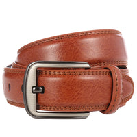 HKM-835667 Men's Vintage Leather Belt with Punch Pin Buckle and Hole Design