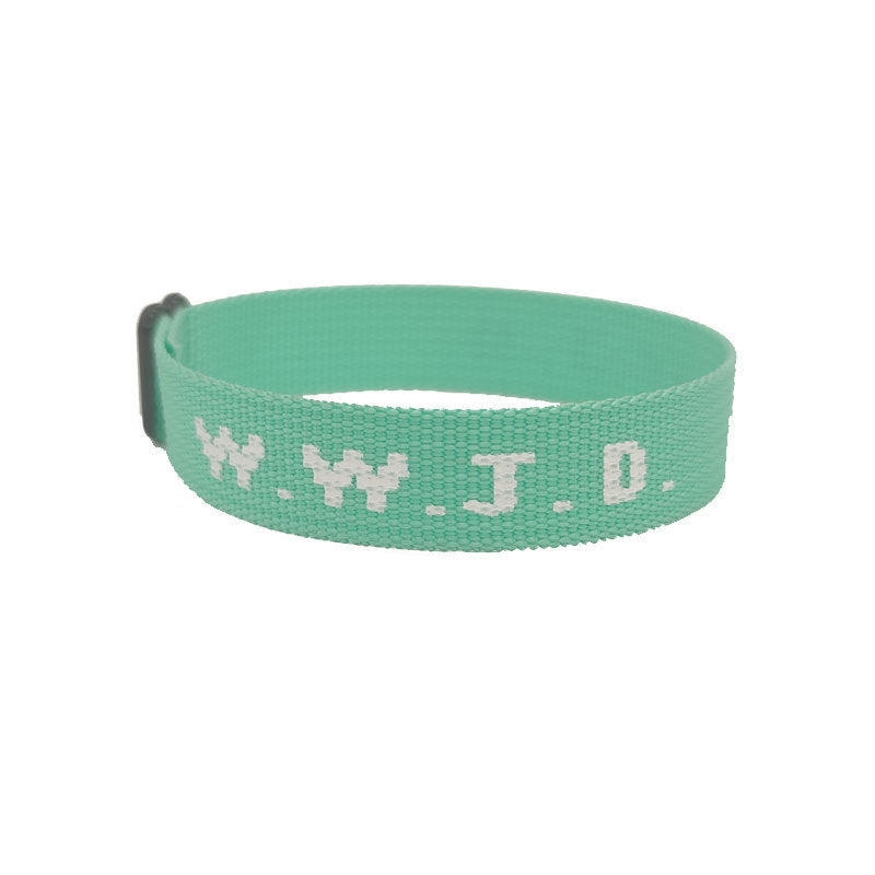 HKM-748243 Unisex Adjustable Jacquard Printed Nylon Wrist Strap Bracelet in Various Colors