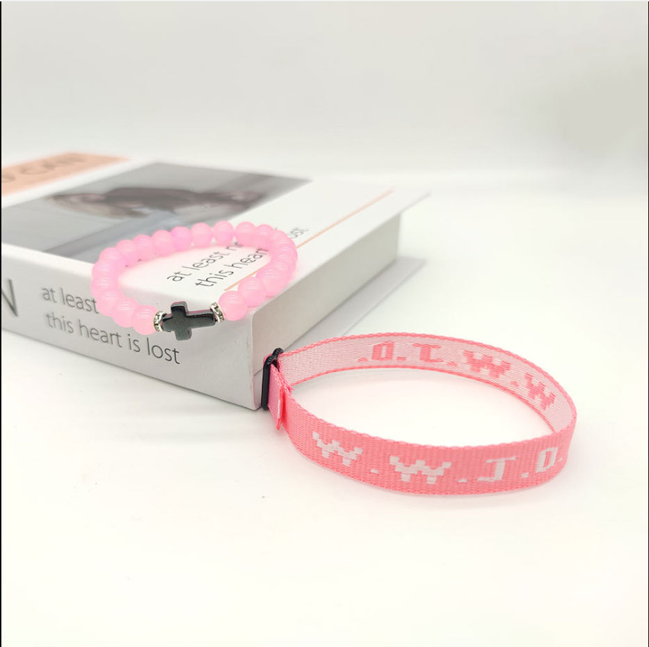 HKM-748243 Unisex Adjustable Jacquard Printed Nylon Wrist Strap Bracelet in Various Colors