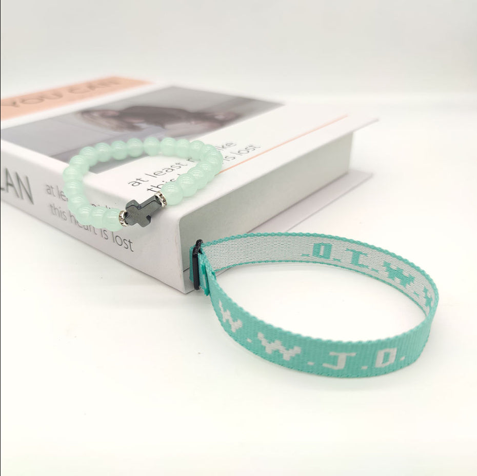 HKM-748243 Unisex Adjustable Jacquard Printed Nylon Wrist Strap Bracelet in Various Colors