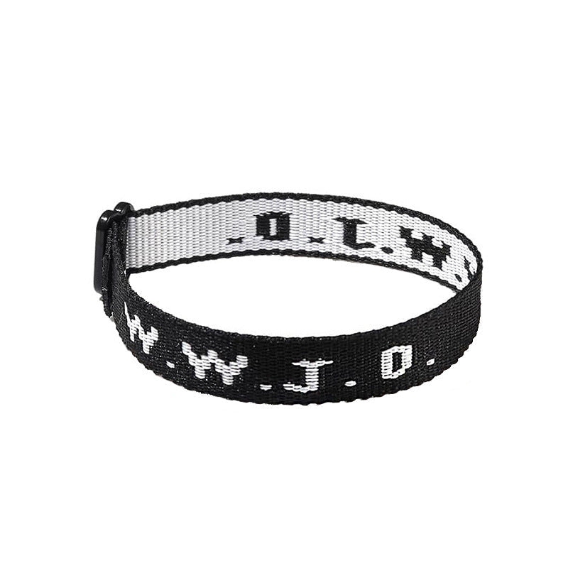 HKM-748243 Unisex Adjustable Jacquard Printed Nylon Wrist Strap Bracelet in Various Colors