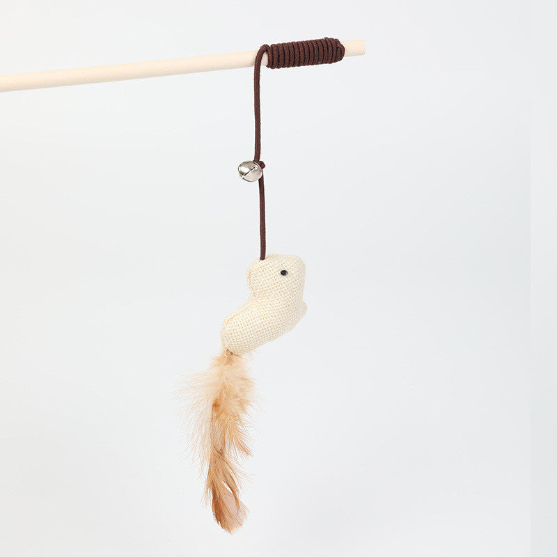HKM-076883 Hemp Rope Cat Toy with Wooden Pole - 40cm Length