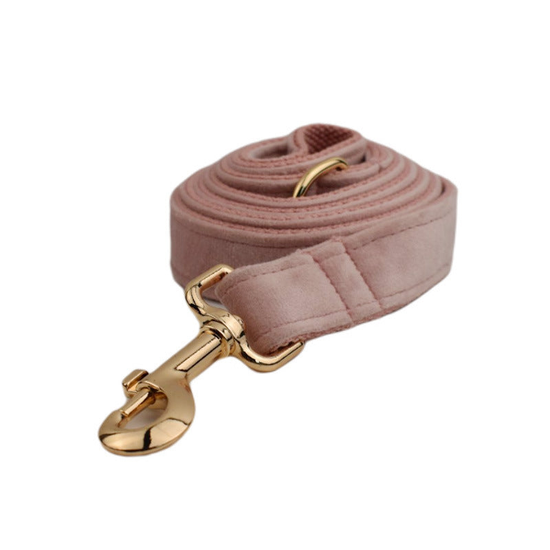 HKM-882259 Velvet Fabric Dog Collar Set with Leash, Bow, Flower, Vest, and Poop Bag - Scalable Sizes XS to XL