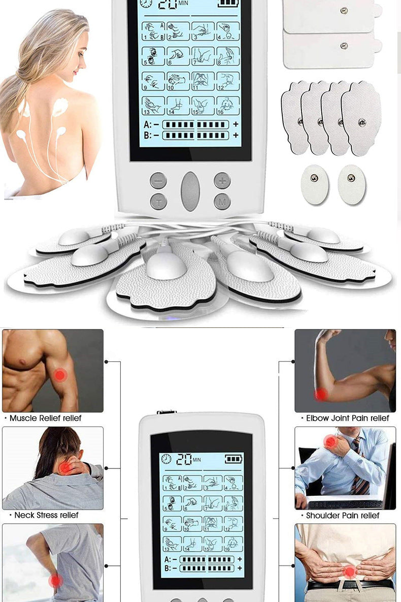 HKM-443795 Double 16 Mode Rechargeable TENS Neck Massager for Head, Neck, Back, and Legs