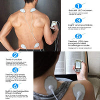 HKM-443795 Double 16 Mode Rechargeable TENS Neck Massager for Head, Neck, Back, and Legs