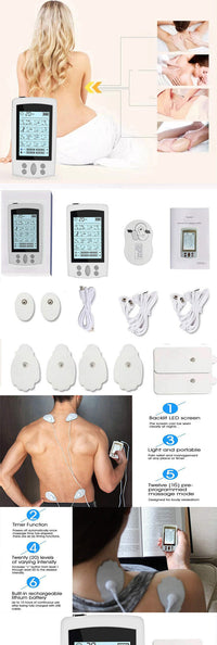 HKM-443795 Double 16 Mode Rechargeable TENS Neck Massager for Head, Neck, Back, and Legs