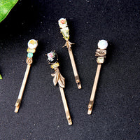 HKM-381395 Personalized Floral Alloy Hairpin - 7cm Decorative Accessory