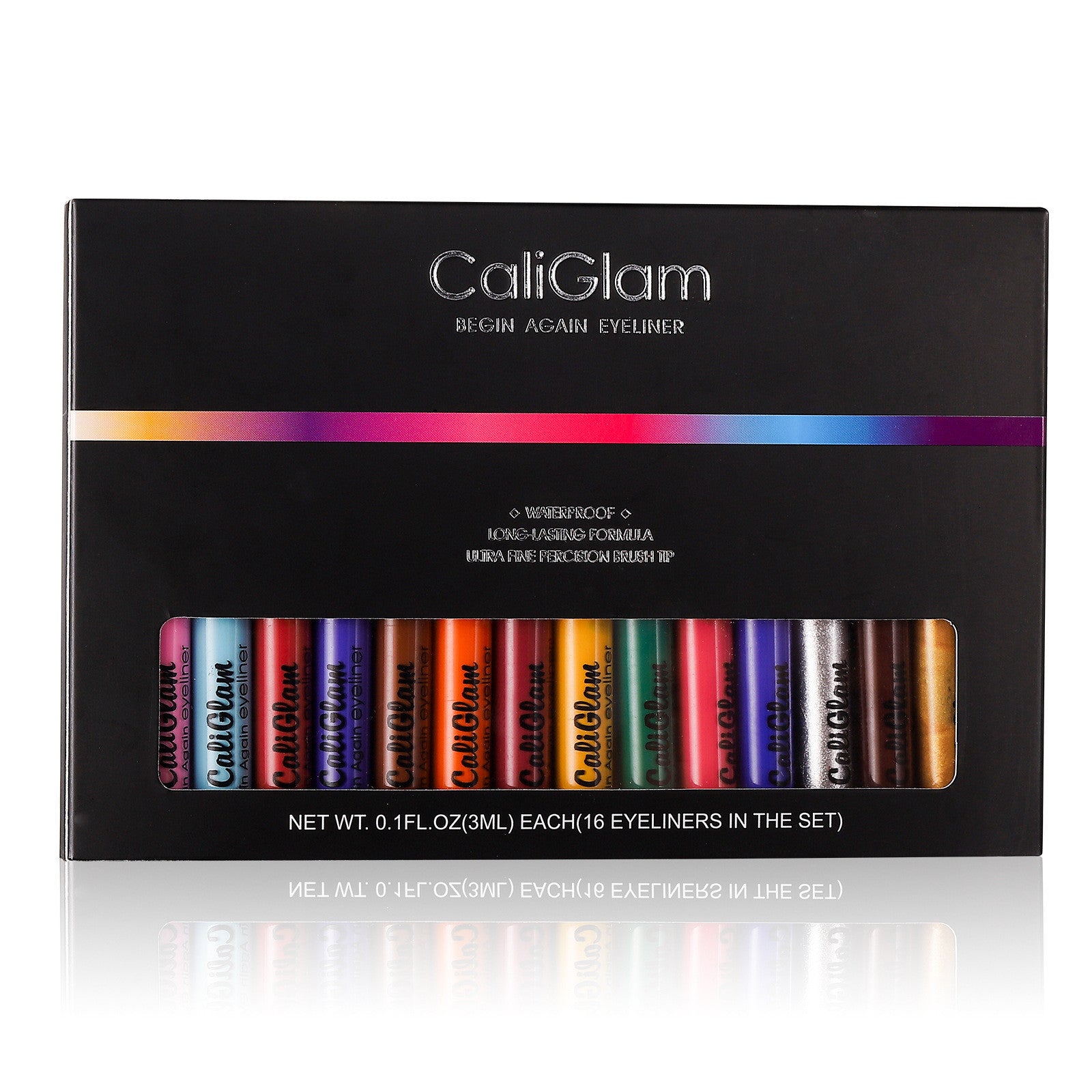 HKM-453011 Waterproof Long-Lasting Liquid Eyeliner Set - 16 Colors, Fine Tip, Non-Smudge