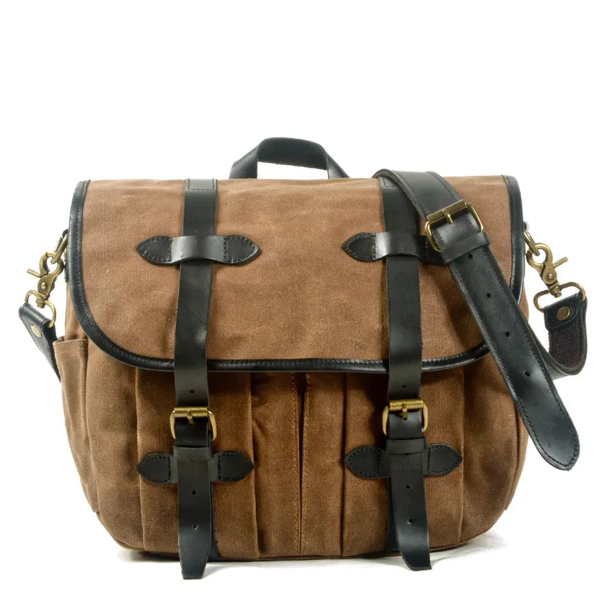 KTX-417747 Custom Waxed Canvas Motorcycle Side Bag - Adventure Dry Pack, Vintage Design, Zipper Closure, 9.6L Capacity