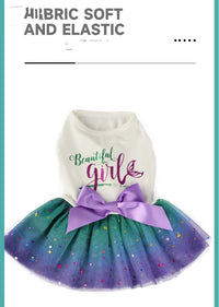 HKM-215251 Sapphire Blue Gradient Starry Sky Pet Skirt for Dogs in Various Sizes