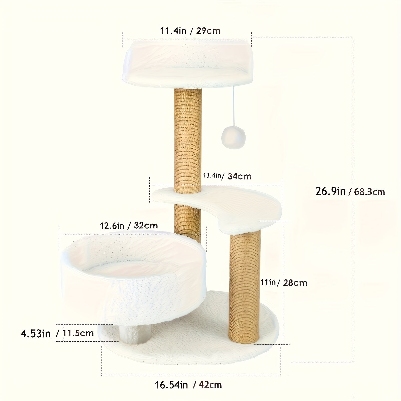 HKM-054291 Elegant Cat Tree with Scratching Posts - Durable Wooden Fiber Design, Effortless Assembly for Cats