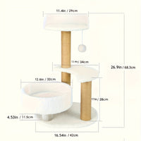 HKM-054291 Elegant Cat Tree with Scratching Posts - Durable Wooden Fiber Design, Effortless Assembly for Cats