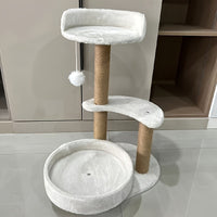 HKM-054291 Elegant Cat Tree with Scratching Posts - Durable Wooden Fiber Design, Effortless Assembly for Cats