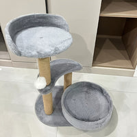 HKM-054291 Elegant Cat Tree with Scratching Posts - Durable Wooden Fiber Design, Effortless Assembly for Cats